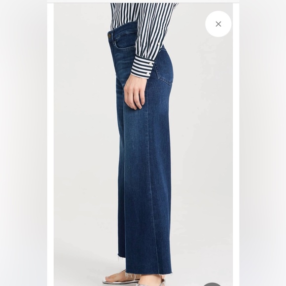 Frame Denim Le Palazzo Crop Dark Blue Flare Jeans - Picture 3 of 7